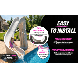 Bad Axe X7 Swimming Pool Slide, Right Turn, Silver Quartz
