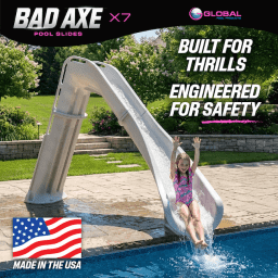 Bad Axe X7 Swimming Pool Slide, Right Turn, Silver Quartz
