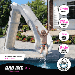 Bad Axe X7 Swimming Pool Slide, Right Turn, Silver Quartz