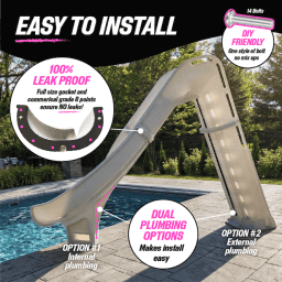 Bad Axe X7 Swimming Pool Slide, Right Turn, Silver Quartz