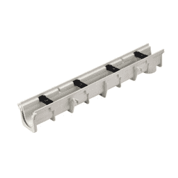 DS-094, Dura Slope 6" x 4' x 6.8" Light Gray Channel Drain, 5.0" To 5.3" Invert Depth