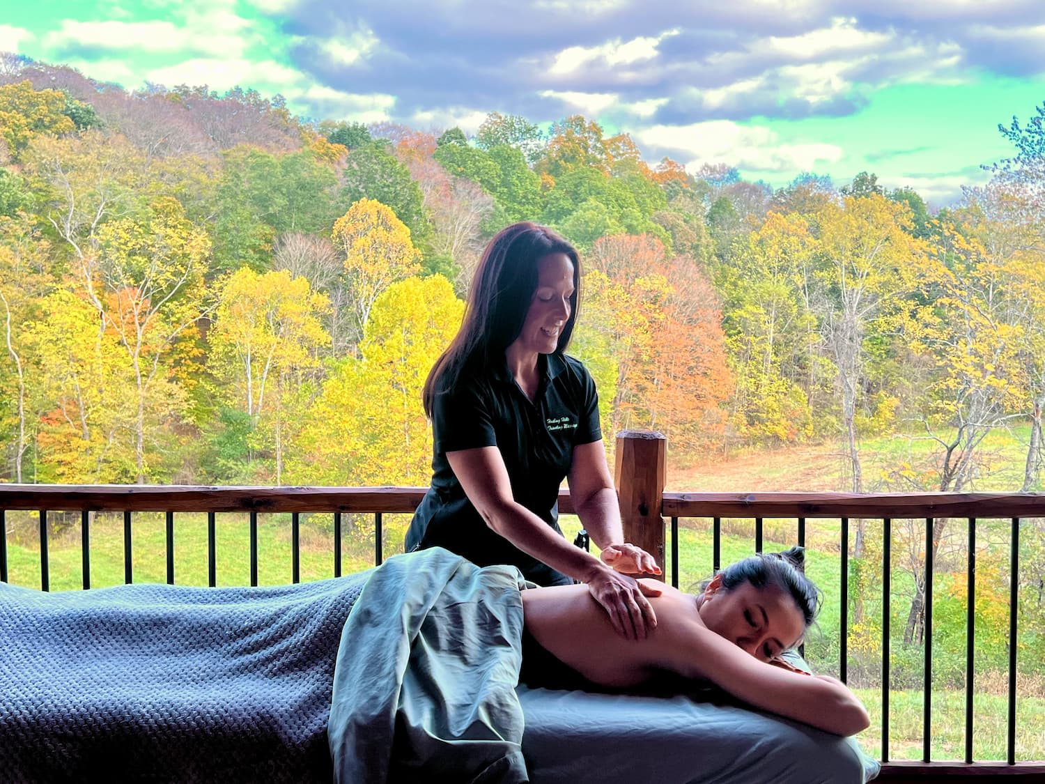 Outdoor massage at Pool House Lodge