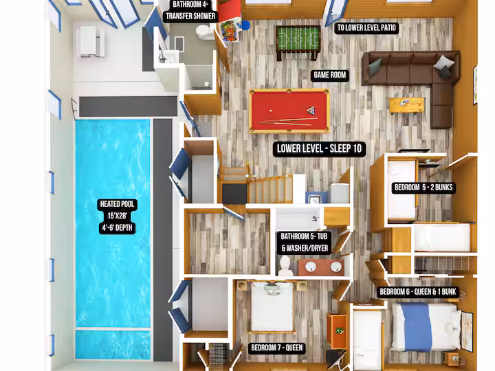 Lower Level Floor Plan — Pool House Lodge