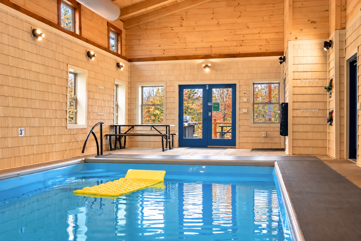 Private heated indoor pool at Pool House Lodge — Hocking Hills Ohio