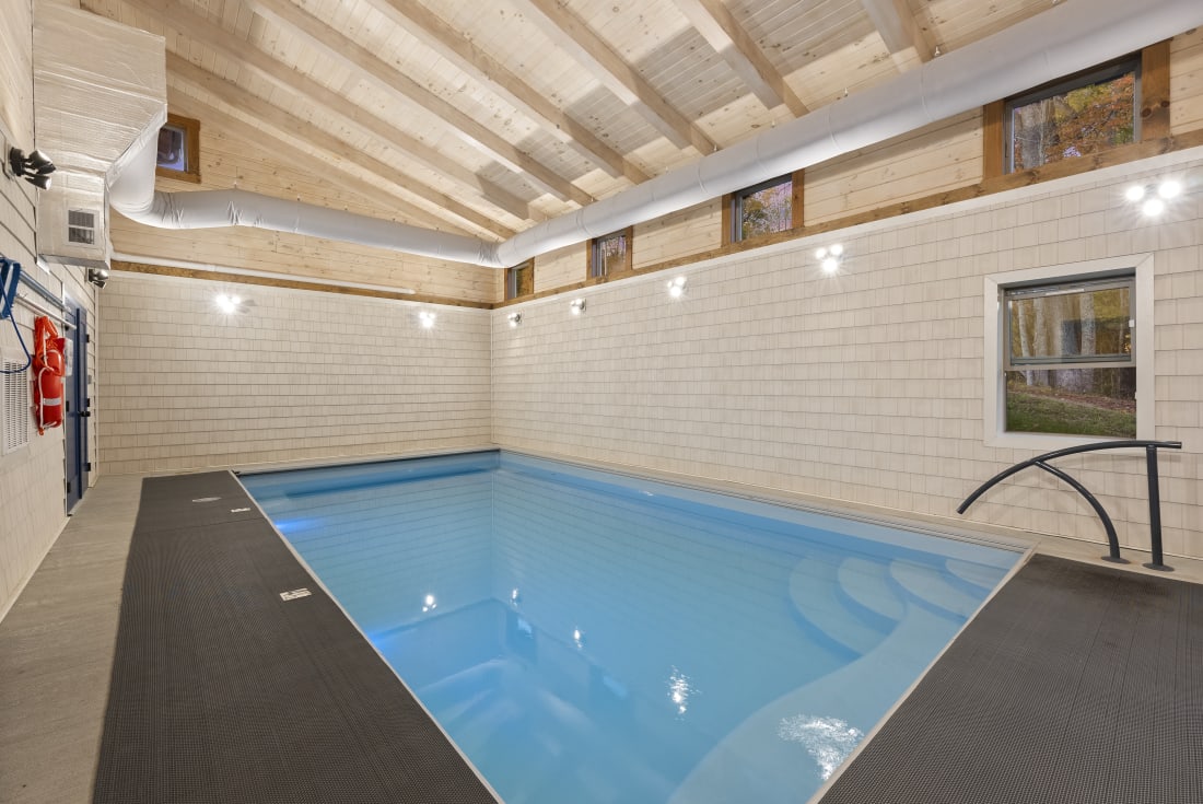 Private heated indoor pool at Pool House Lodge