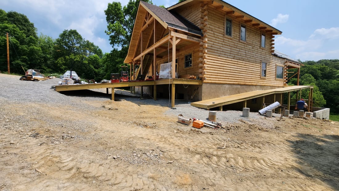 Accessibility ramps being built during construction of Pool House Lodge