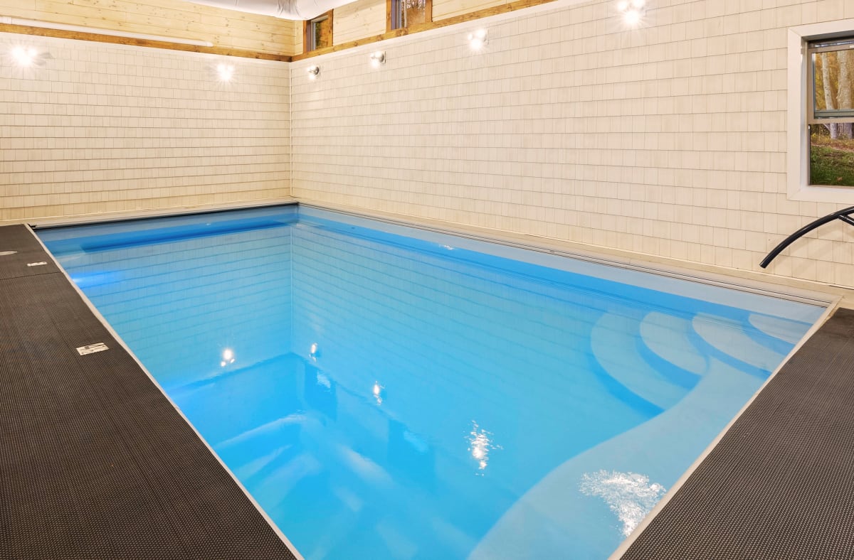 Indoor heated pool at Pool House Lodge