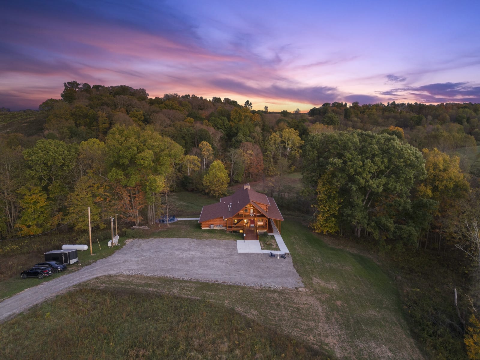Pool House Lodge aerial view