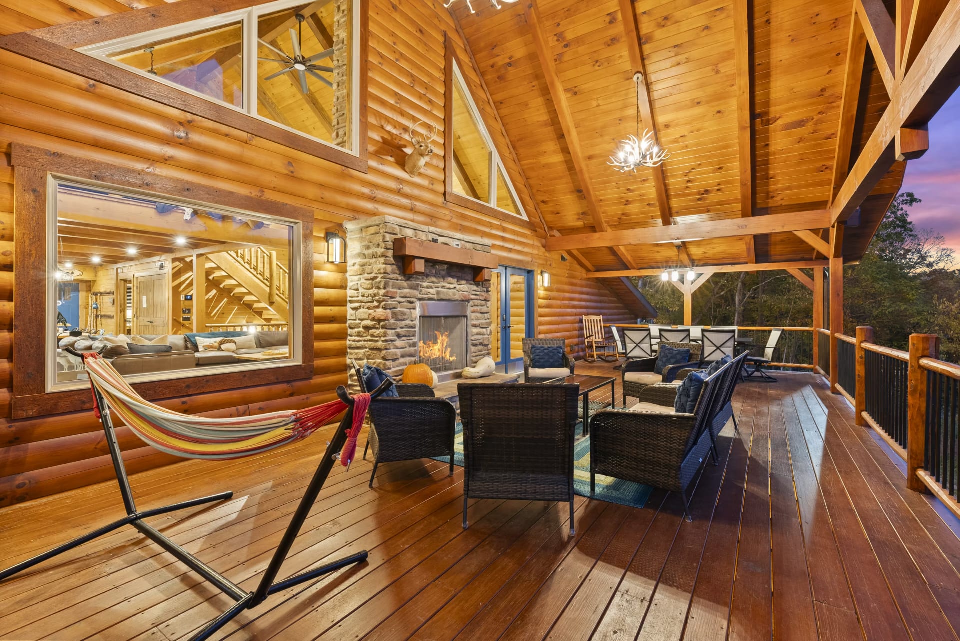 Rear porch at Pool House Lodge