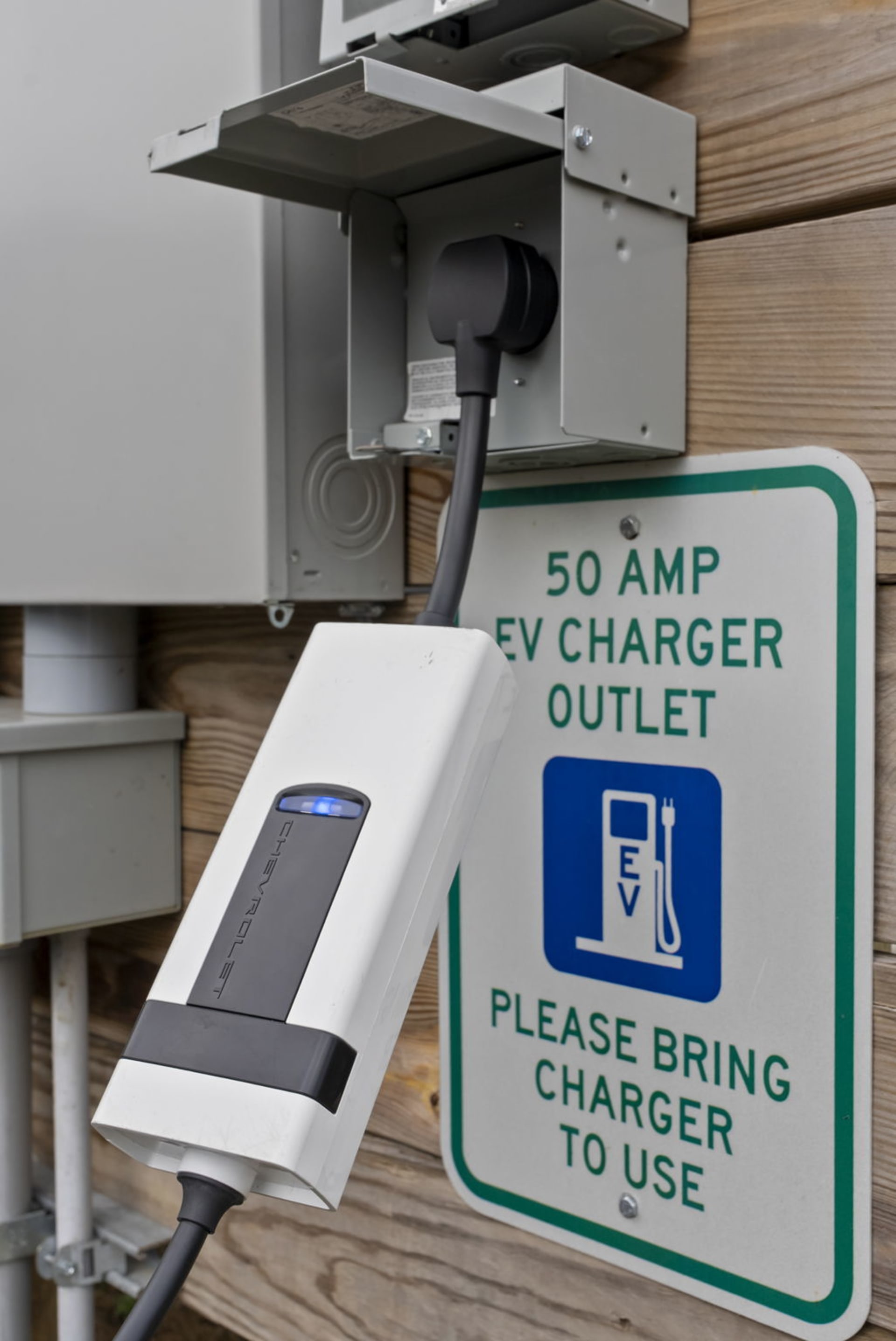 50 amp EV charger outlet at Pool House Lodge