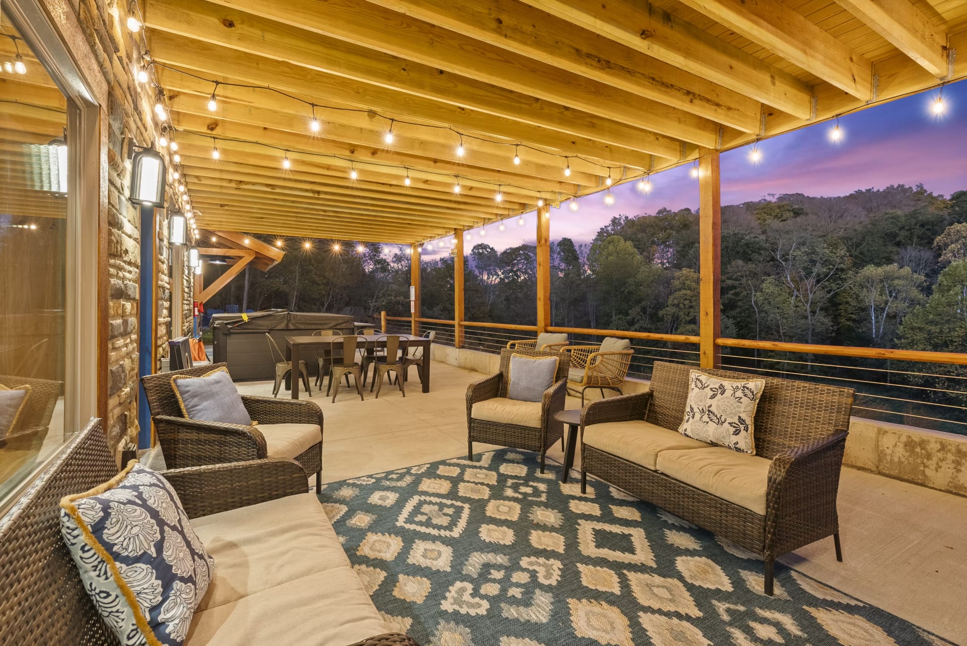 Lower level porch at Pool House Lodge