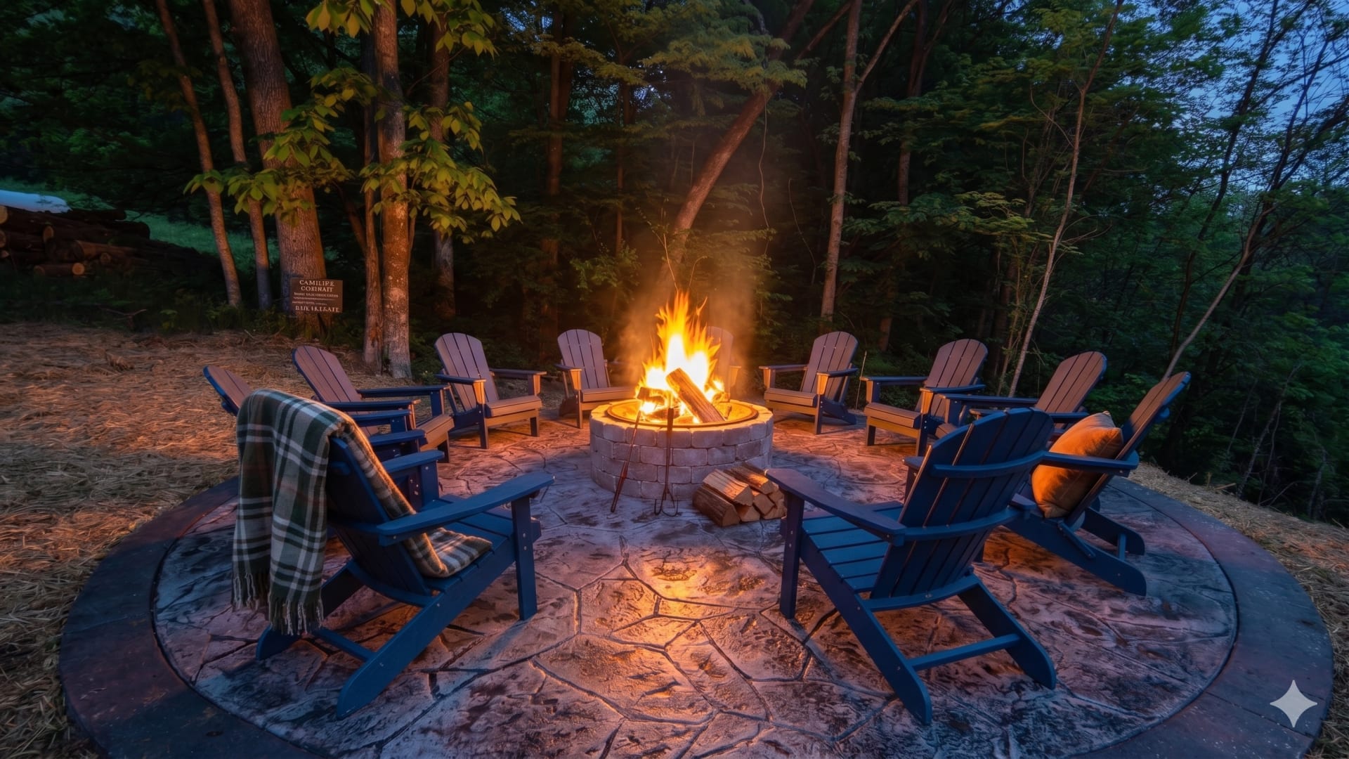 Fire ring at Pool House Lodge