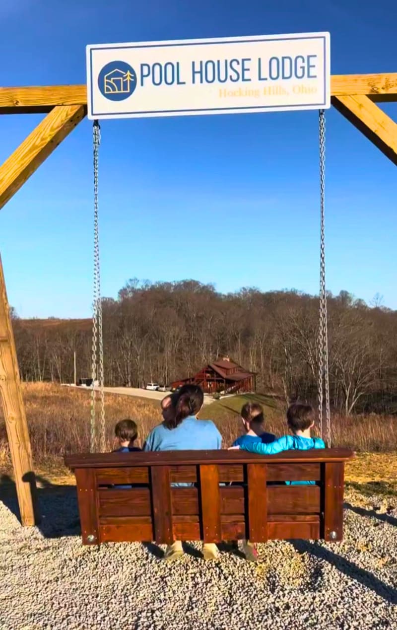 Pool house lodge swing trail