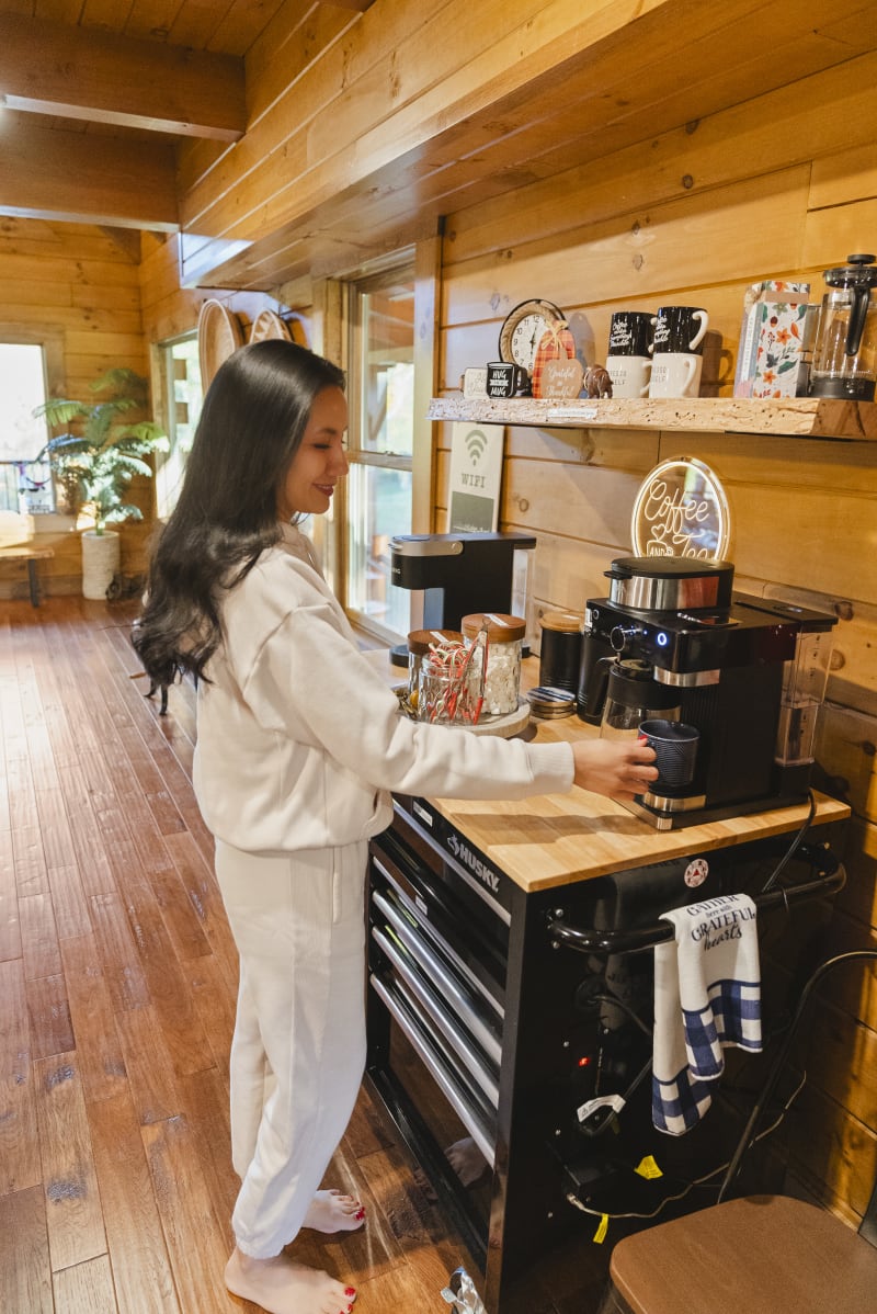 Pool house lodge guest morning coffee bar station