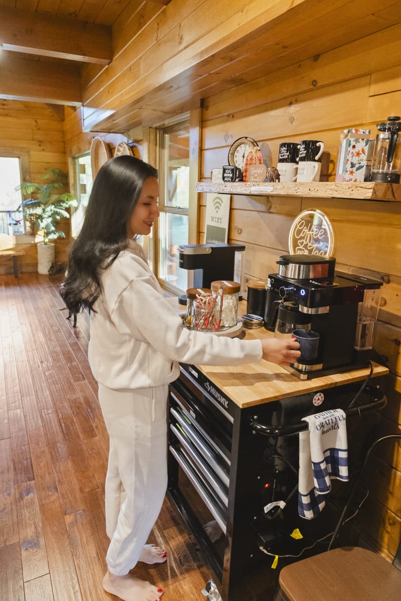 Pool house lodge guest morning coffee bar station