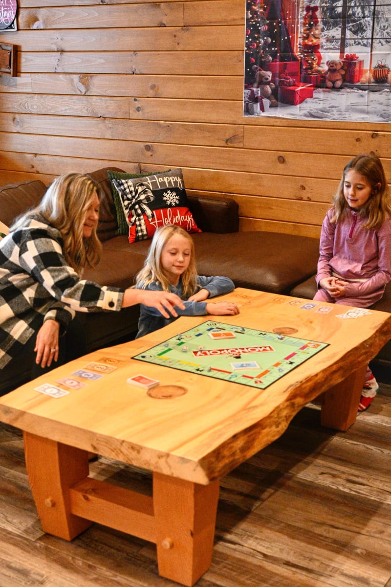 Pool house mom kids play board games game room