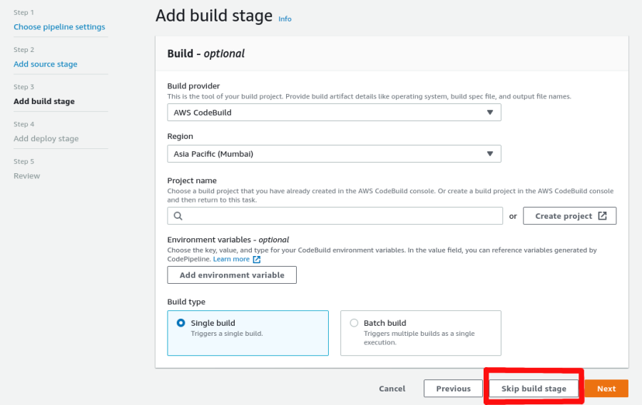 Skip the build stage