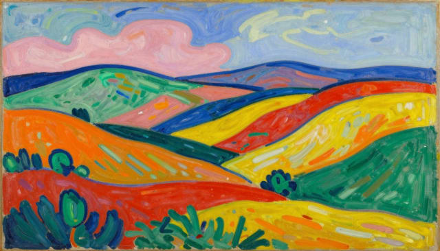 Painted hills in saturated bands of colour