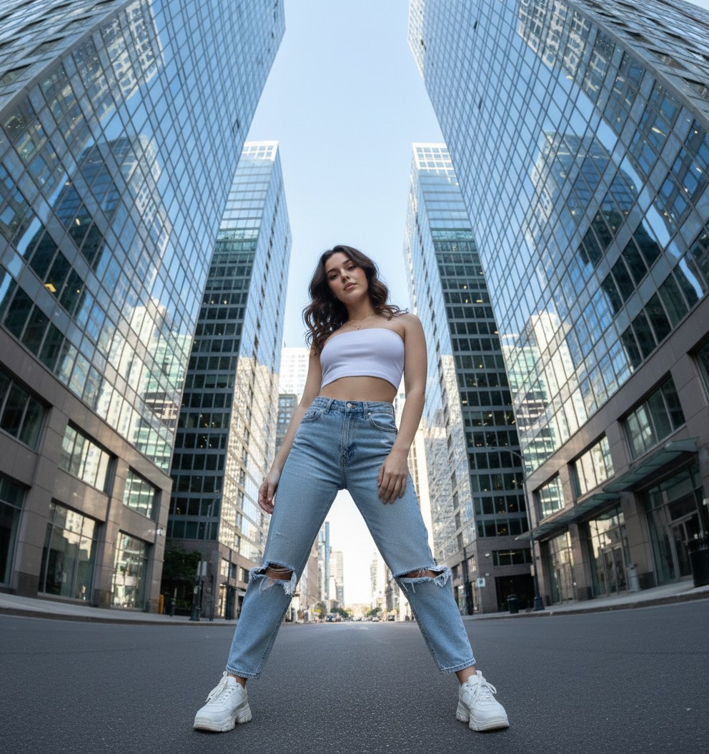 Fisheye City Street Aesthetic AI image template preview