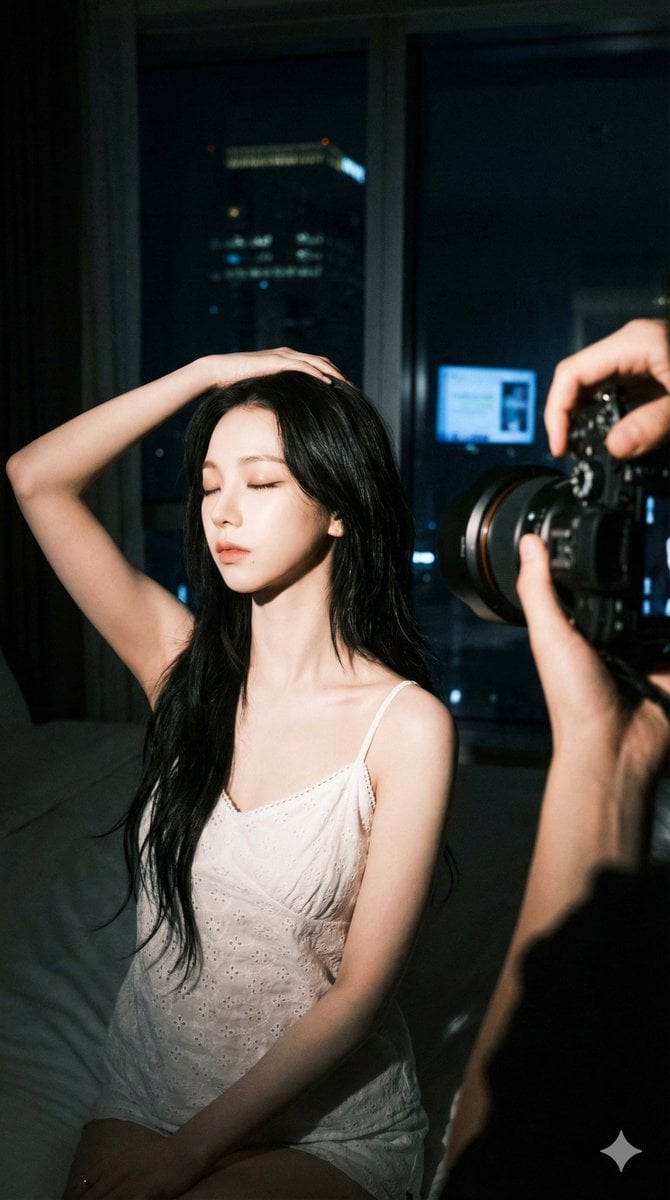 Karina aespa Behind-the-Scenes Night Portrait AI image template preview