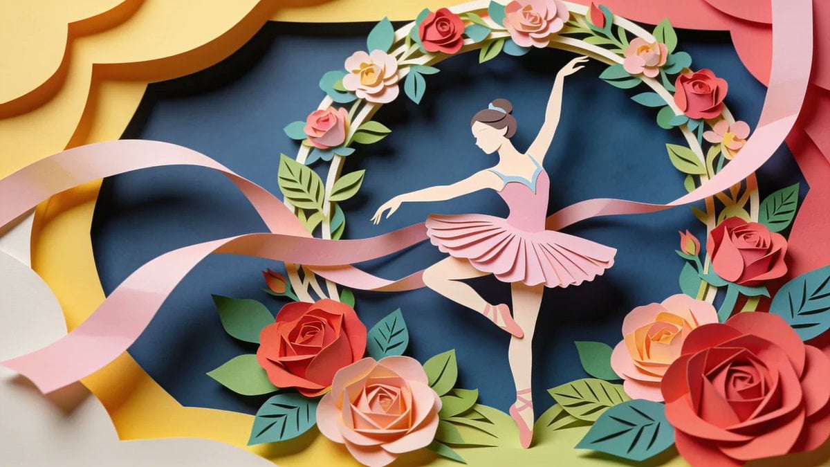 Master Layered Paper Cut Craft — Colorful Layered Composition with Soft Drop Shadows AI image template preview