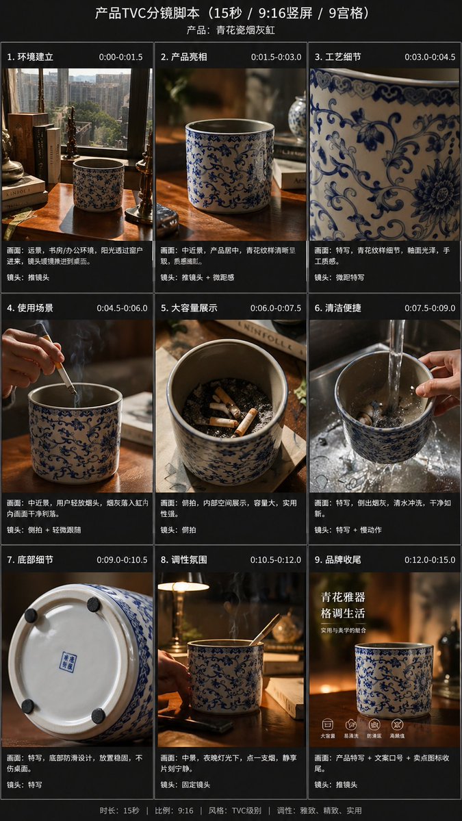 gpt2-e-commerce-main-image-9-panel-product-tvc-storyboard AI image template preview