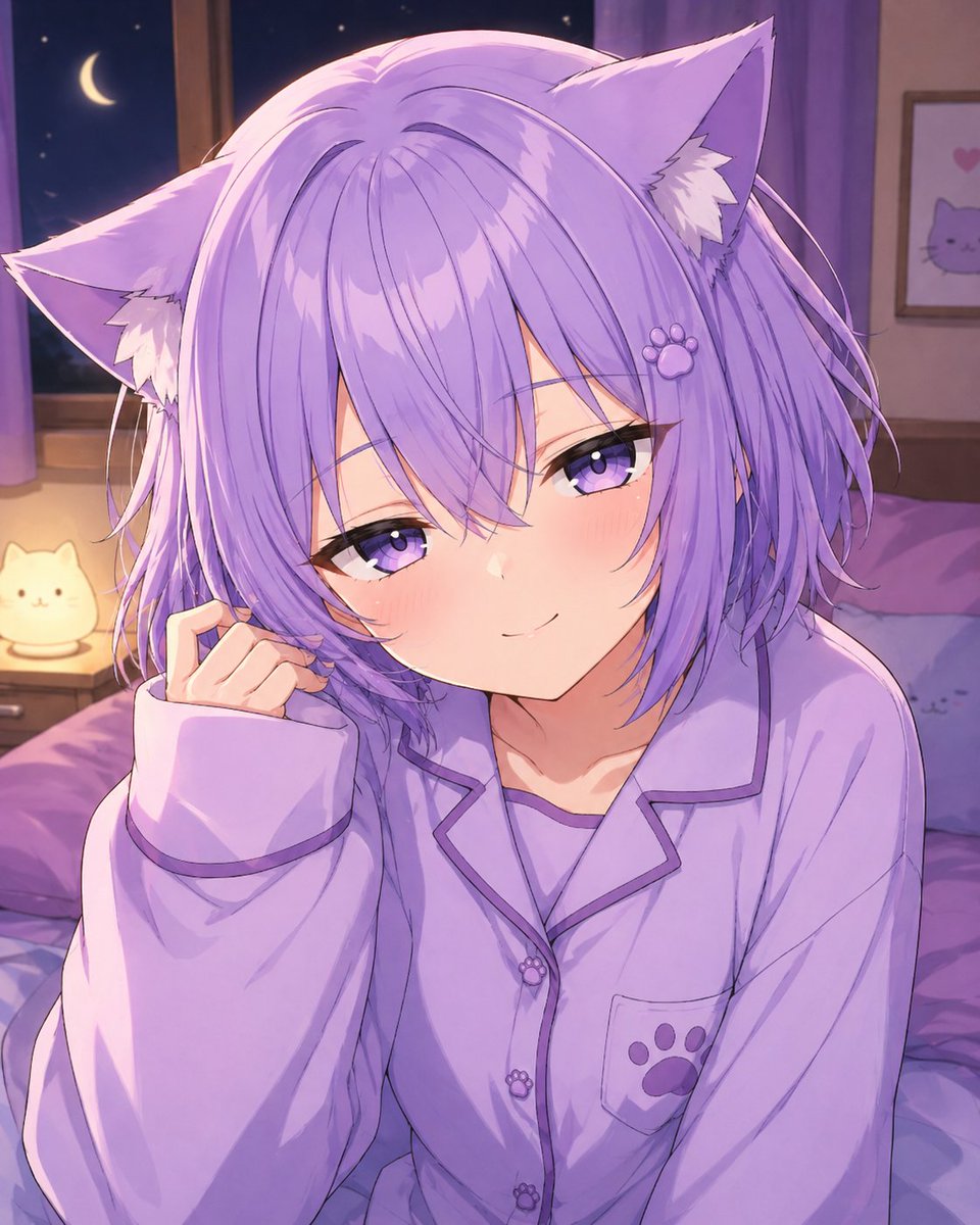 gpt2-profile-avatar-cozy-catgirl-pajama-night-portrait AI image template preview