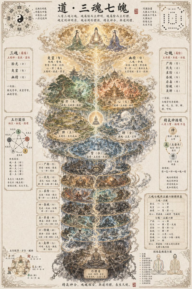 gpt2-infographic-edu-visual-taoist-three-souls-seven-po-poster AI image template preview