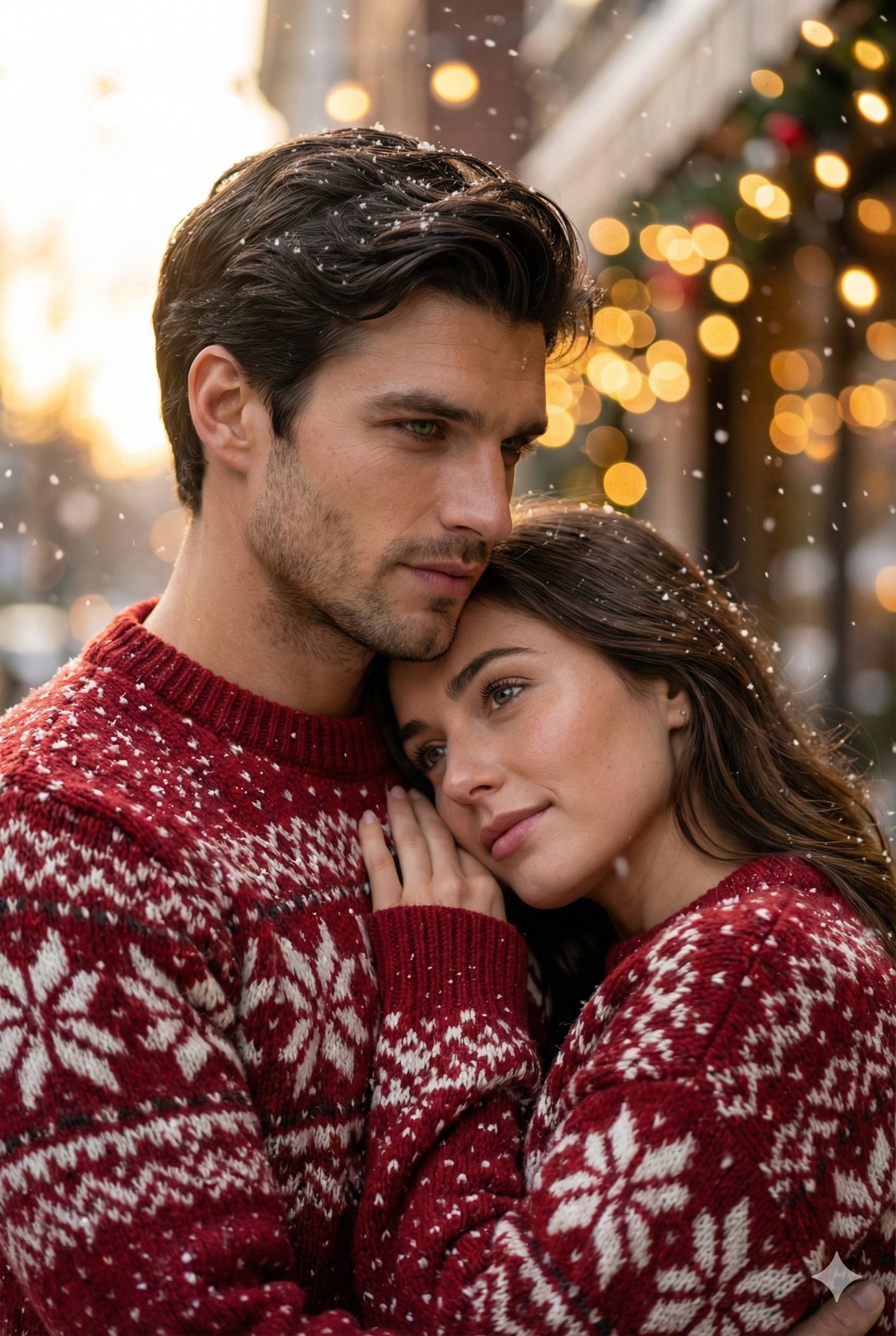 29-a-snowy-couple-portrait AI image template preview