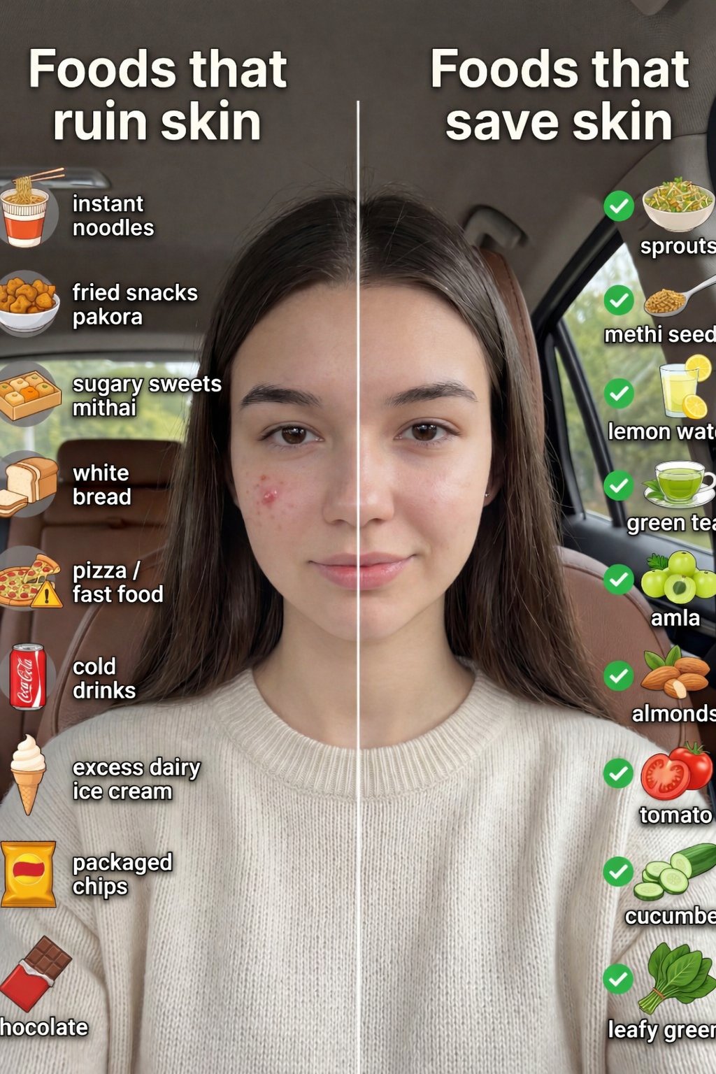 Skin Comparison Portrait — Nano Banana Pro AI image template preview
