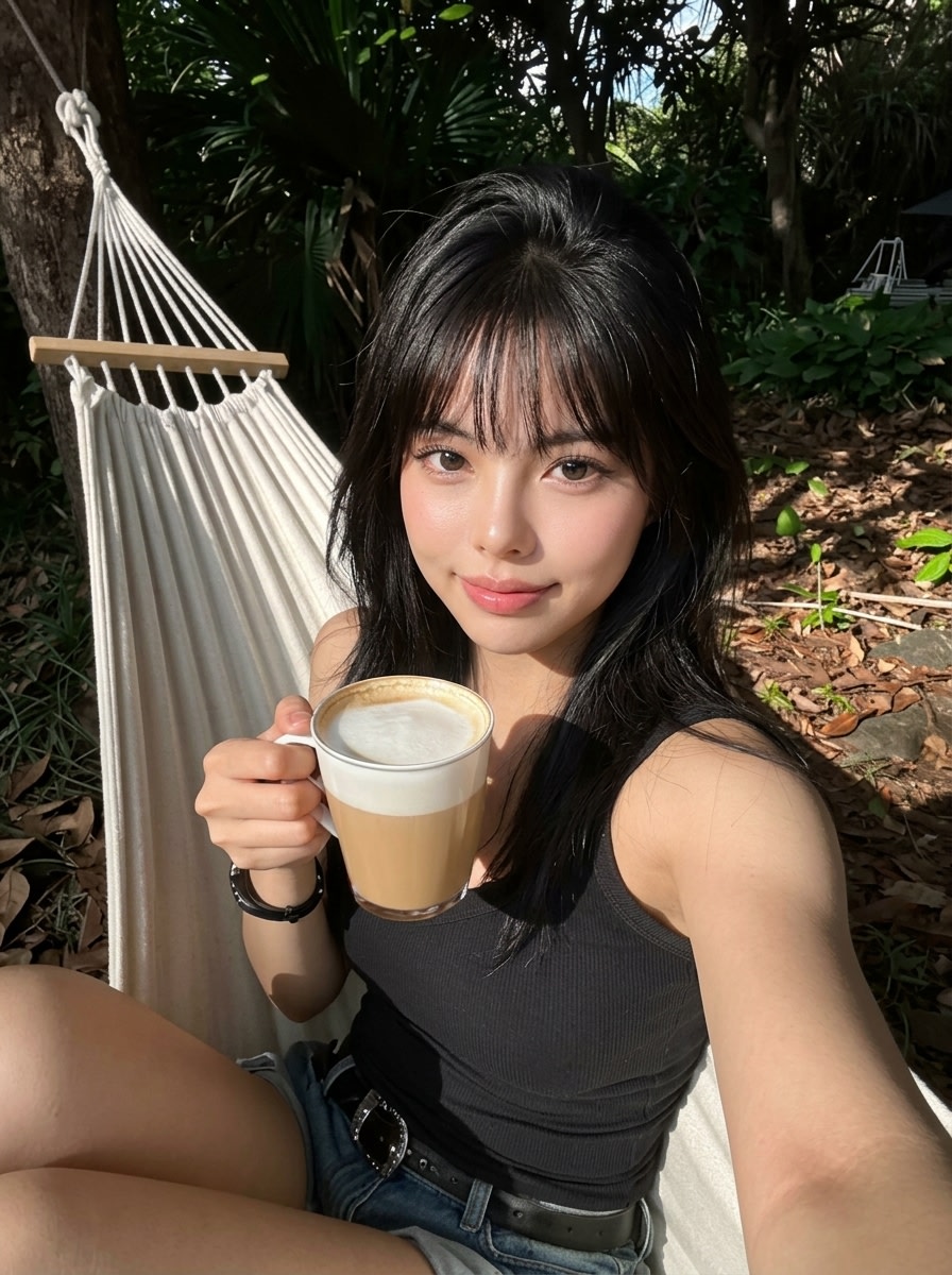 Tropical Hammock Latte — Nano Banana iPhone Style AI image template preview