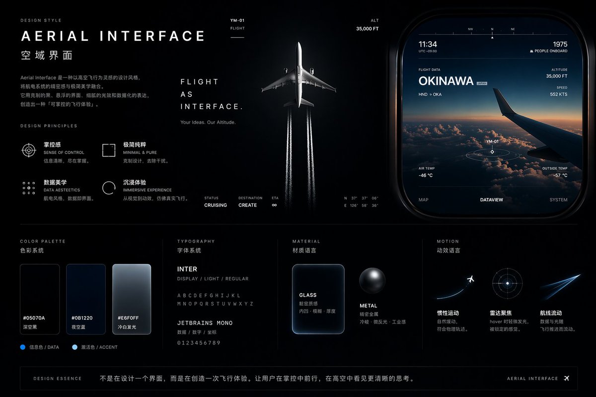 Aviation-Themed UI Design System Board AI image template preview