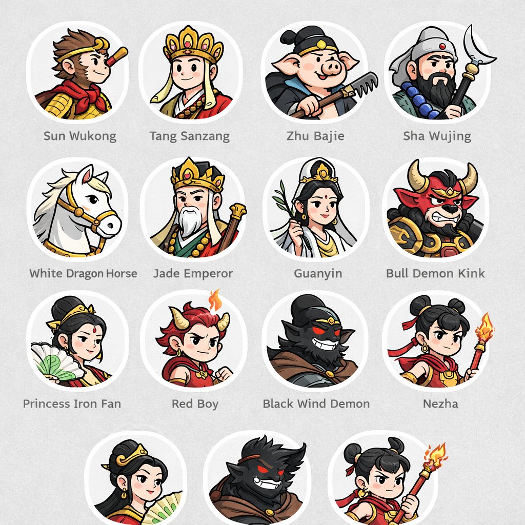 Mythological Character Avatar Grid AI image template preview