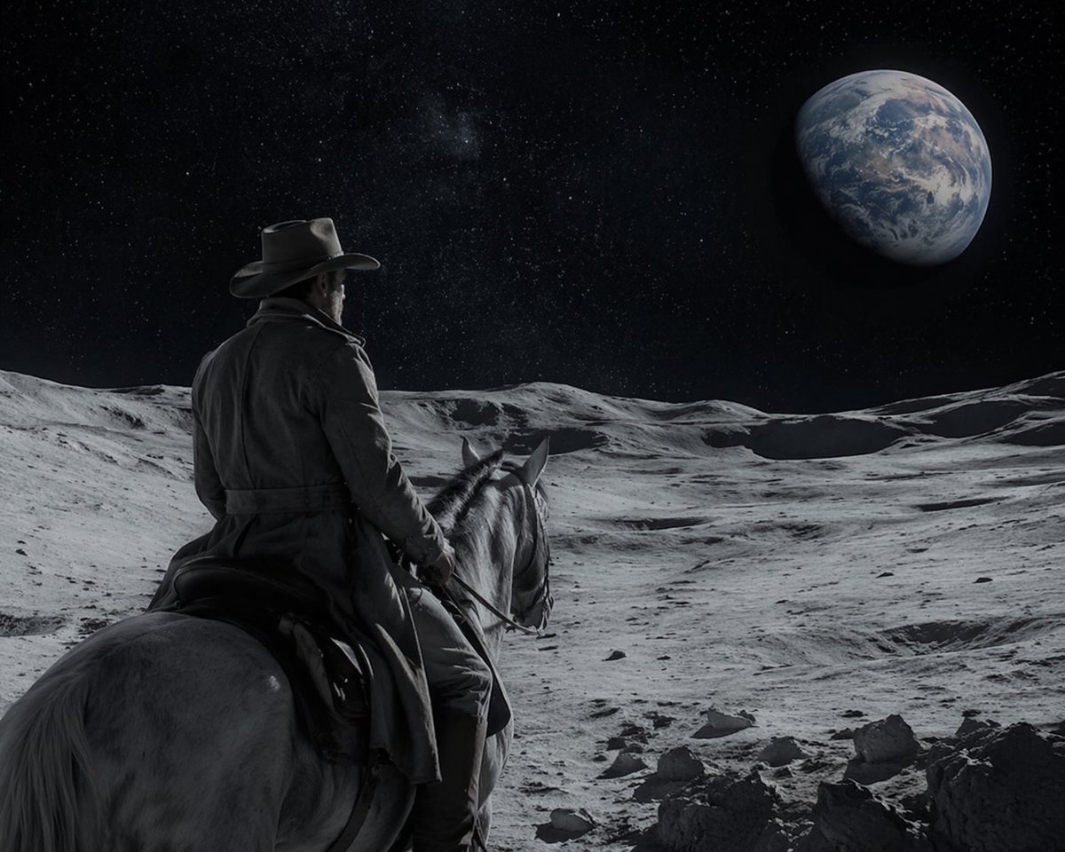 Sci-Fi Western Lunar Rider AI image template preview