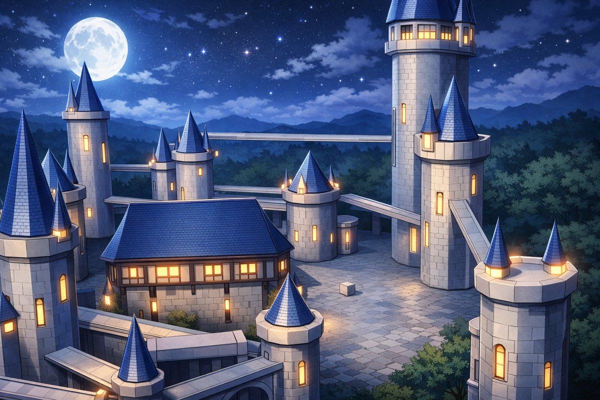 Anime Fantasy Castle at Night AI image template preview