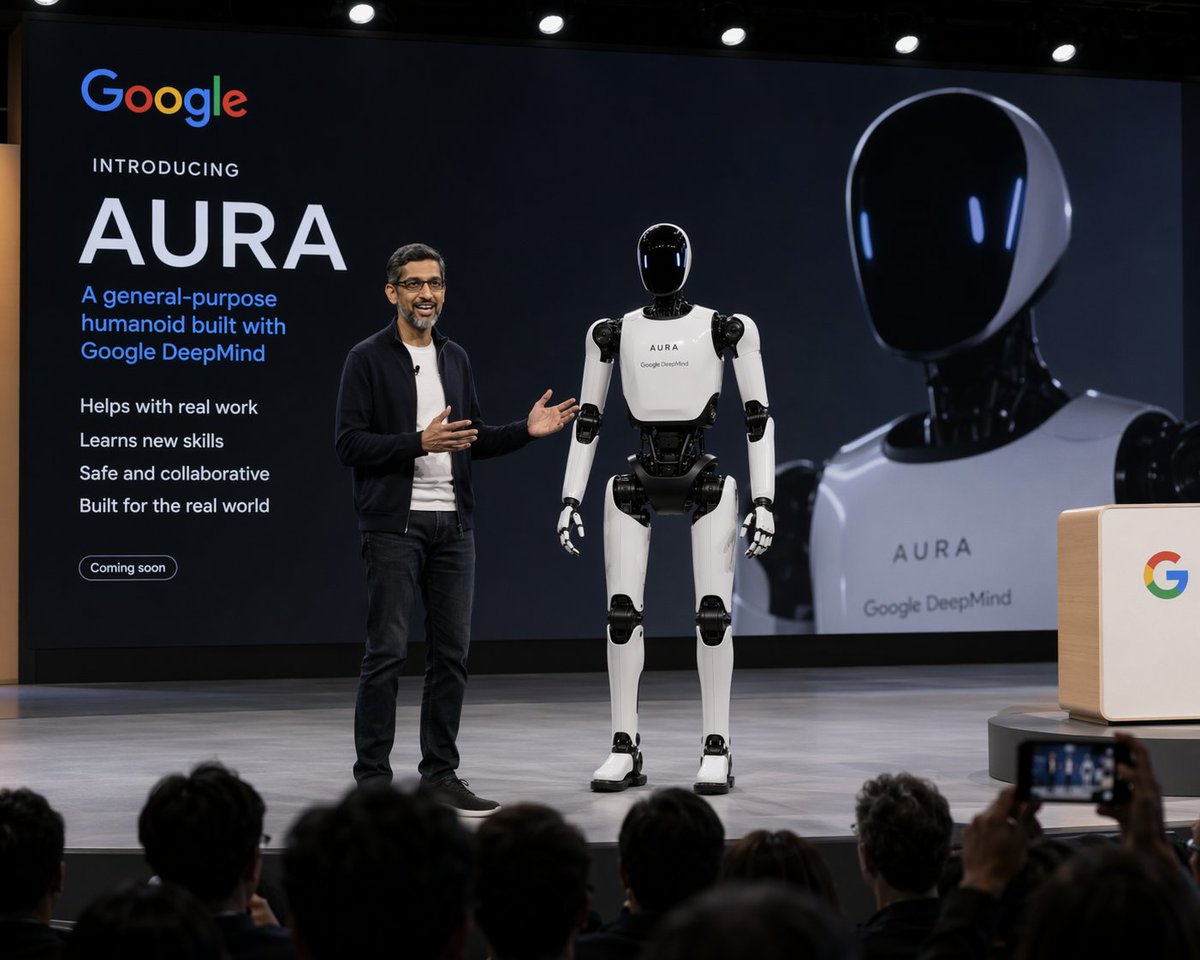 Humanoid Robot Keynote Reveal AI image template preview