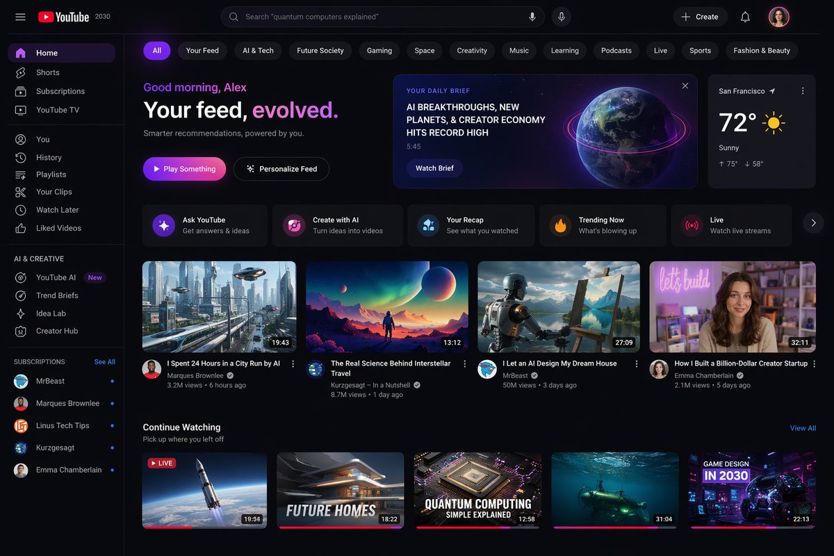 YouTube 2030 Interface AI image template preview