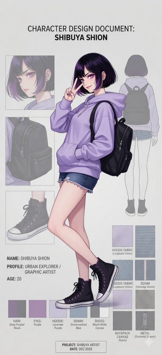 Anime Character Design Document AI image template preview