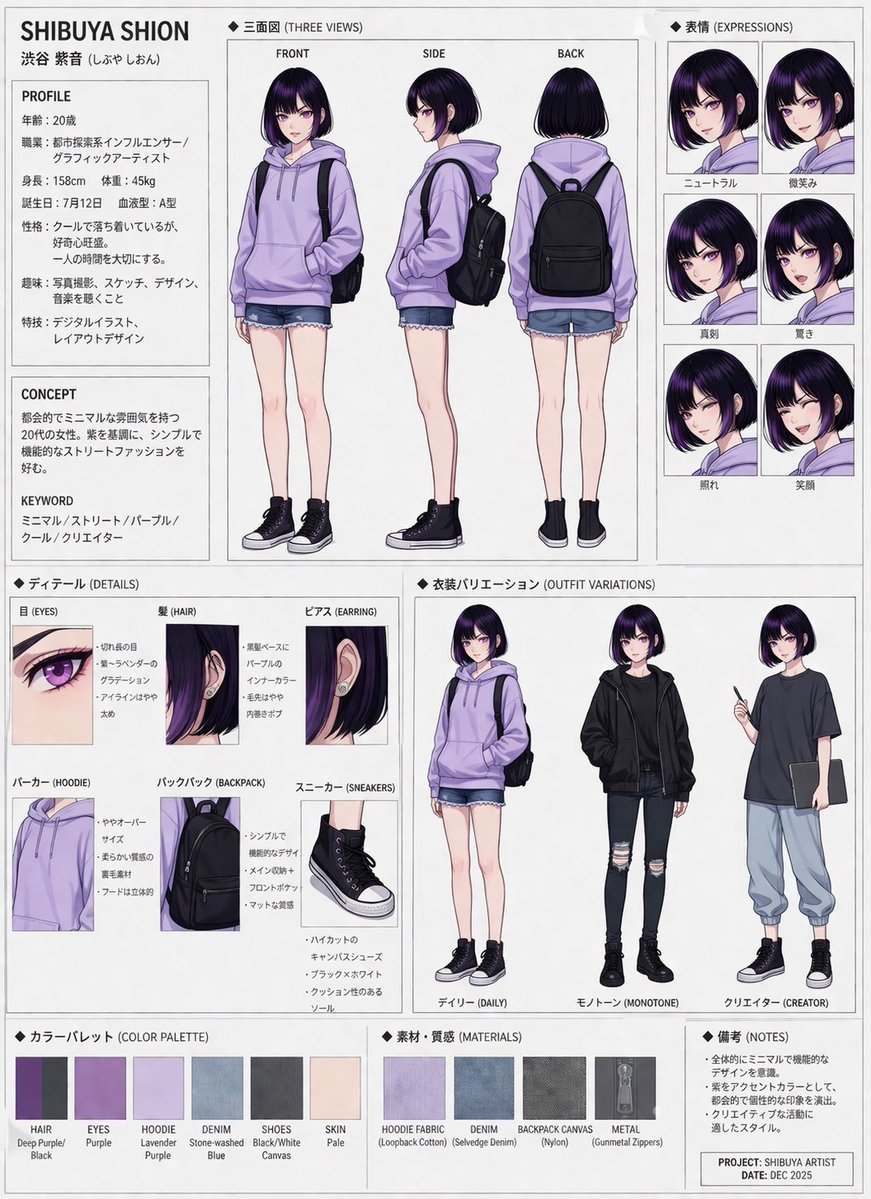 Comprehensive Character Design Sheet AI image template preview