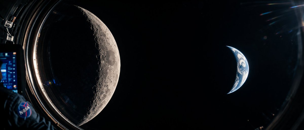 Cinematic Spacecraft View of Moon and Earth AI image template preview