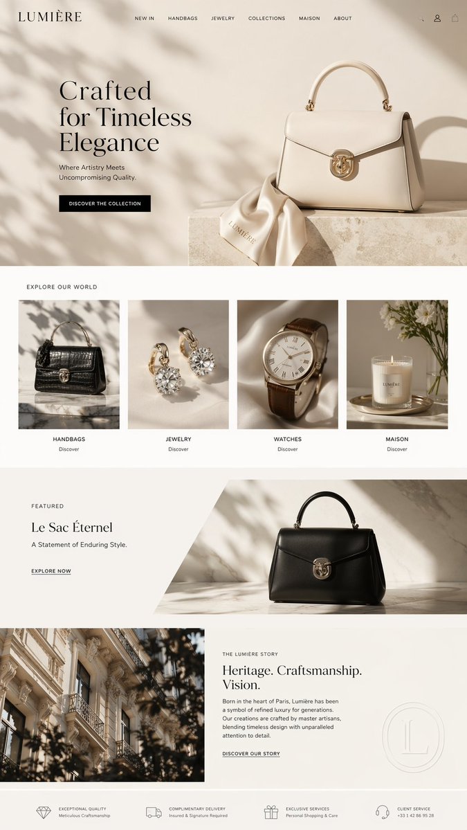 Luxury E-Commerce Landing Page Mockup AI image template preview