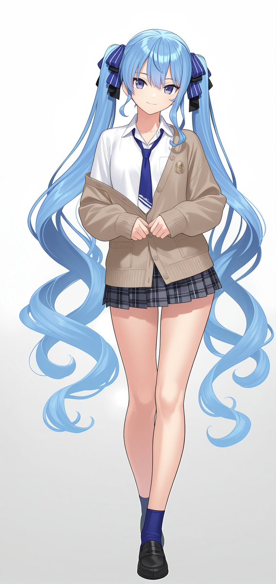Anime Schoolgirl Full-Body Portrait AI image template preview
