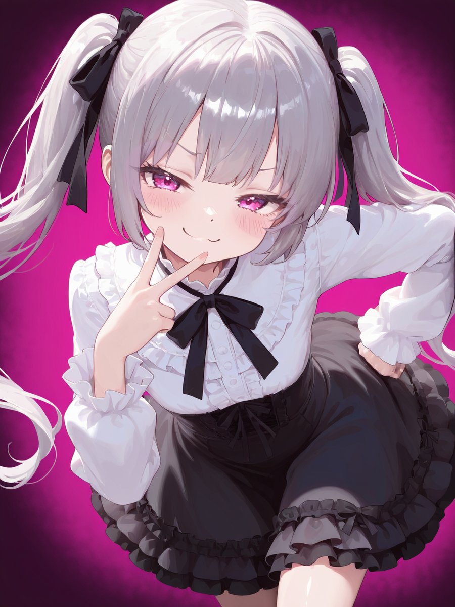 Anime Girl Smug Peace Sign Portrait AI image template preview