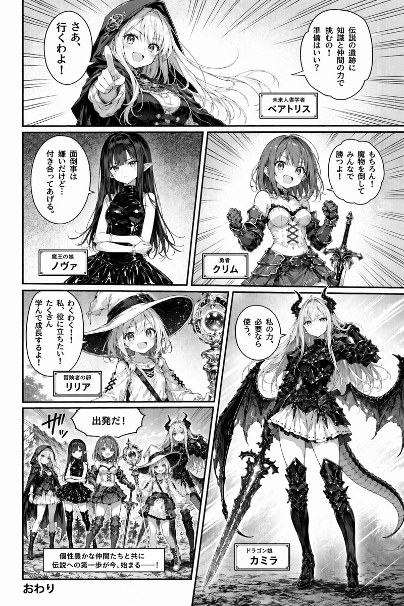 Fantasy Manga Character Introduction Page AI image template preview