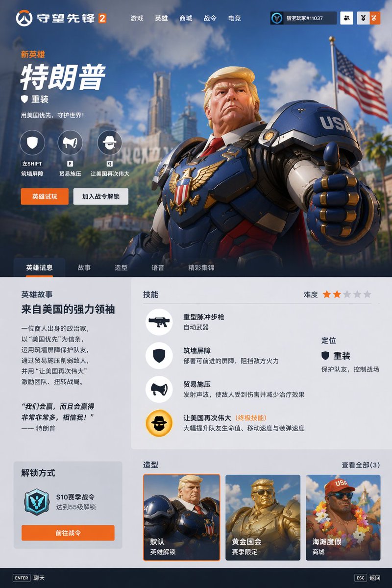 Overwatch Hero Concept Page AI image template preview