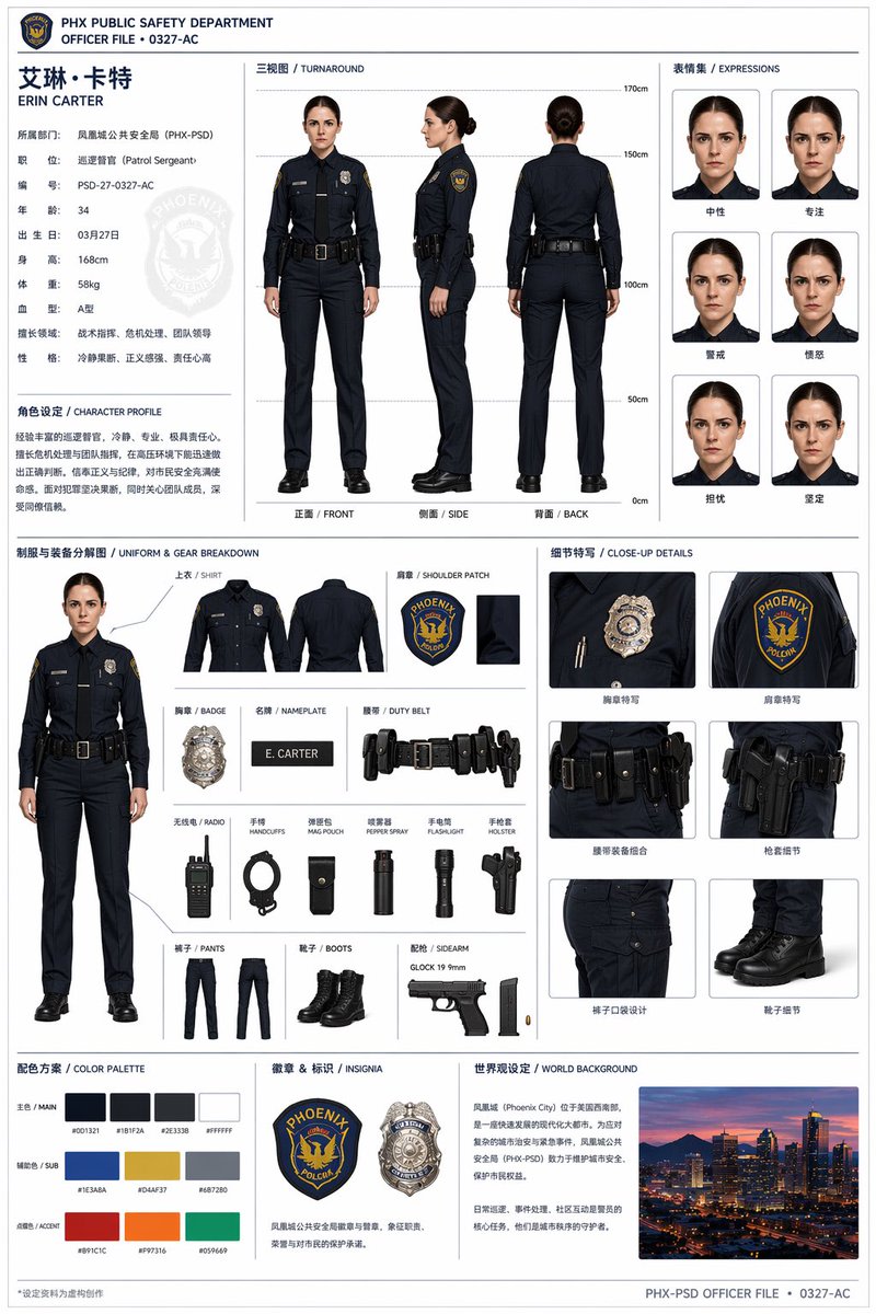 Official Style Character Concept Sheet Prompt example 3
