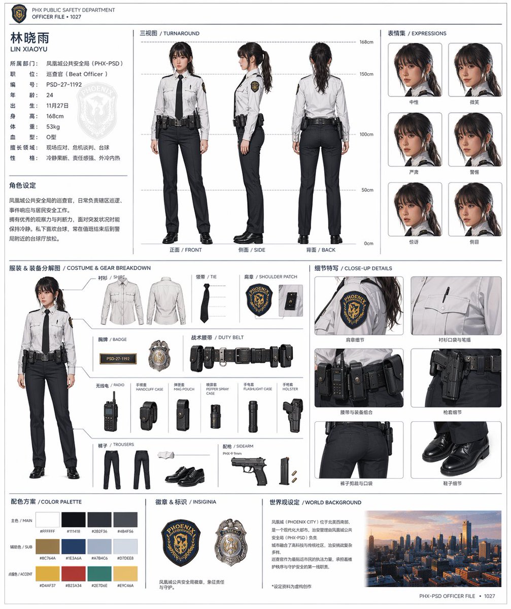 Official Style Character Concept Sheet Prompt example 2