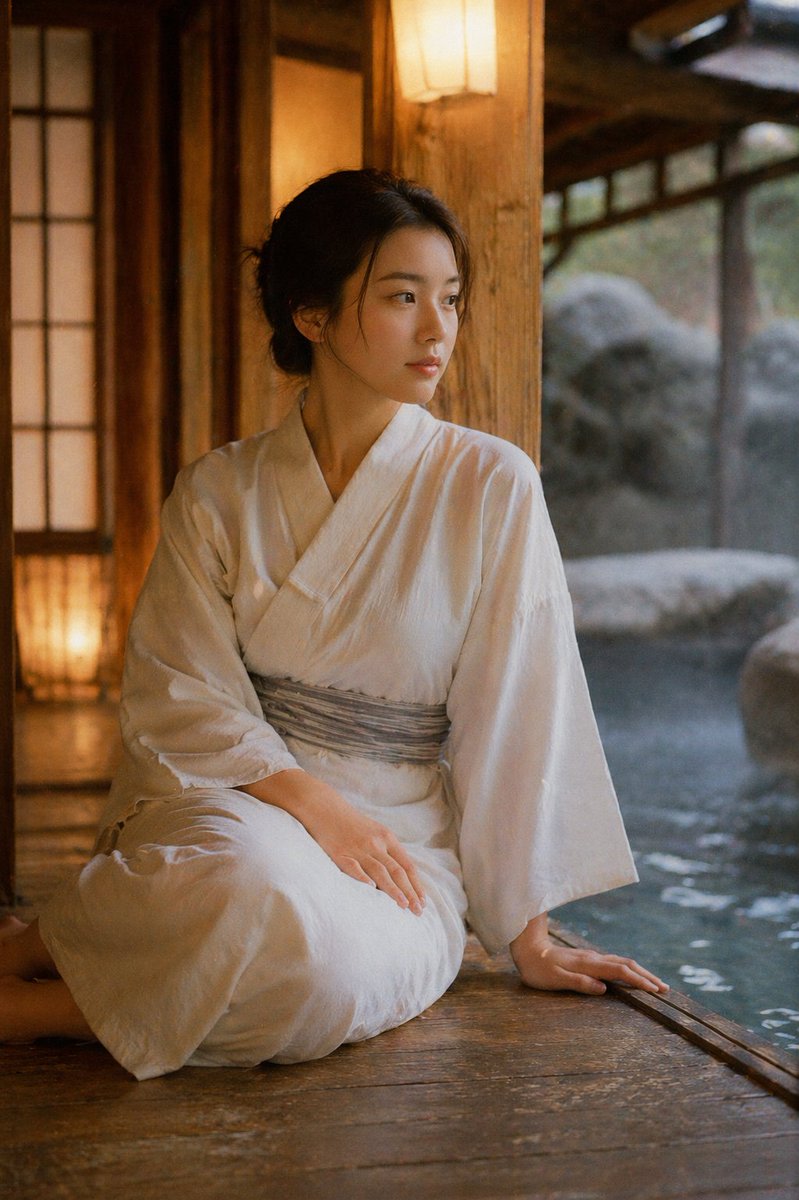 Retro Japanese Onsen Photography AI image template preview