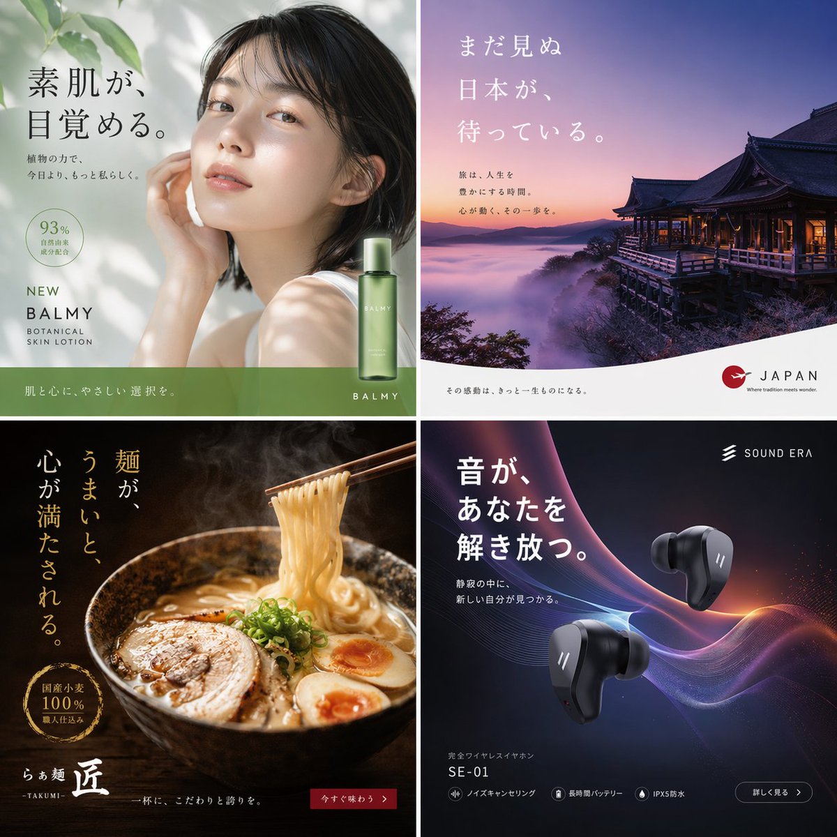 2x2 Japanese Advertisement Grid AI image template preview