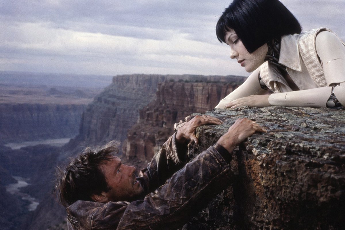 90s Sci-Fi Cliffhanger Movie Still AI image template preview